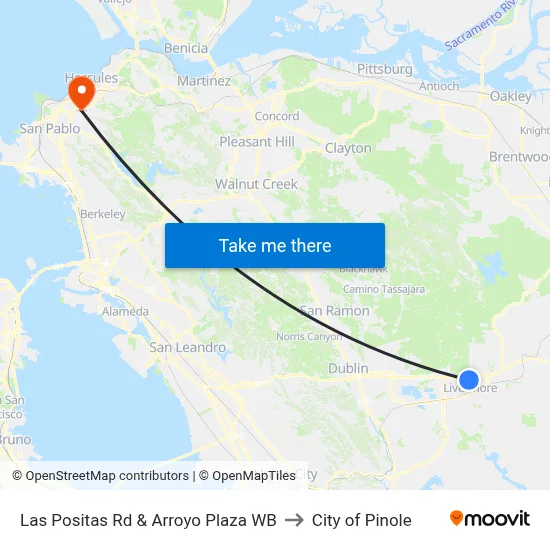 Las Positas Rd & Arroyo Plaza WB to City of Pinole map