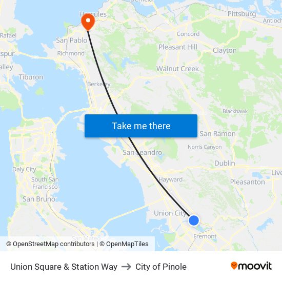 Union Square & Station Way to City of Pinole map