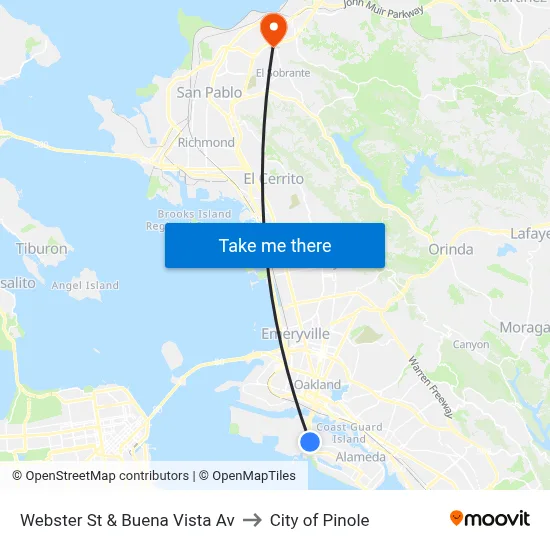 Webster St & Buena Vista Av to City of Pinole map