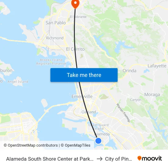 Alameda South Shore Center at Park St to City of Pinole map