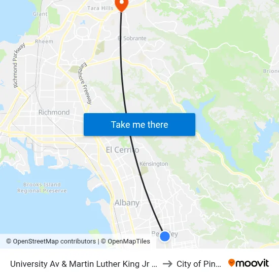 University Av & Martin Luther King Jr Way to City of Pinole map