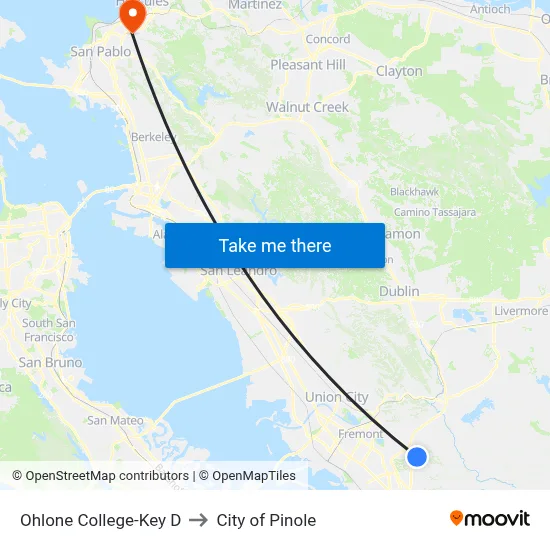 Ohlone College-Key D to City of Pinole map