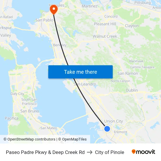 Paseo Padre Pkwy & Deep Creek Rd to City of Pinole map