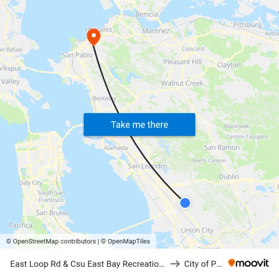 East Loop Rd & Csu East Bay Recreation & Wellness to City of Pinole map