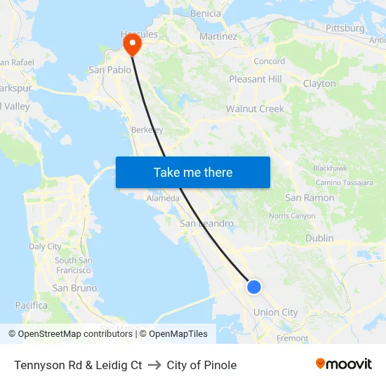 Tennyson Rd & Leidig Ct to City of Pinole map