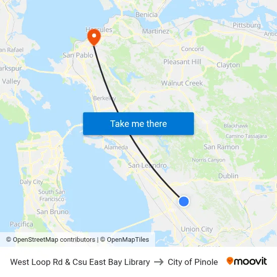 West Loop Rd & Csu East Bay Library to City of Pinole map