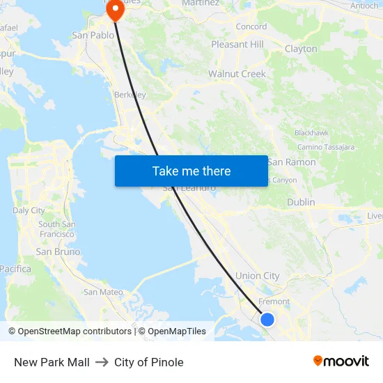 New Park Mall to City of Pinole map