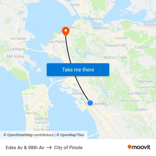 Edes Av & 98th Av to City of Pinole map
