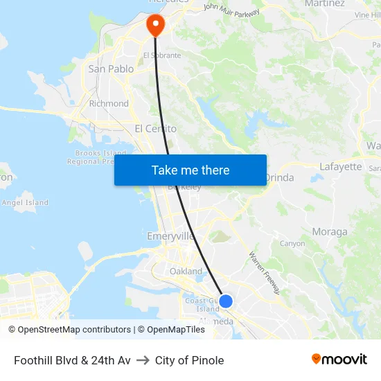 Foothill Blvd & 24th Av to City of Pinole map