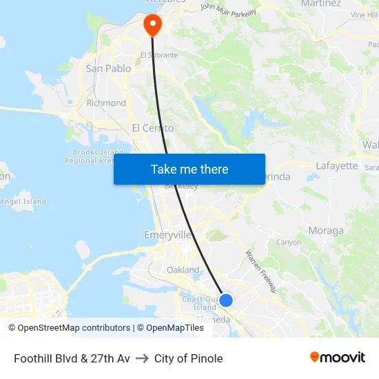 Foothill Blvd & 27th Av to City of Pinole map