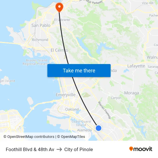 Foothill Blvd & 48th Av to City of Pinole map