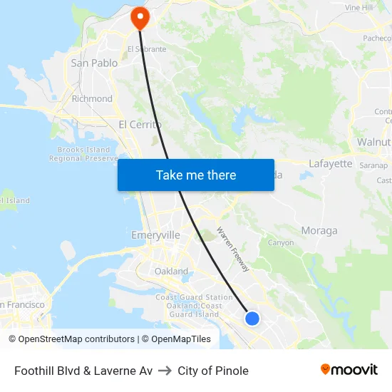 Foothill Blvd & Laverne Av to City of Pinole map