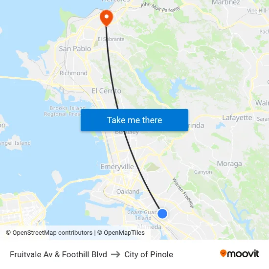 Fruitvale Av & Foothill Blvd to City of Pinole map