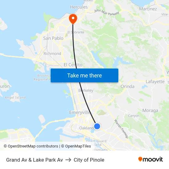 Grand Av & Lake Park Av to City of Pinole map