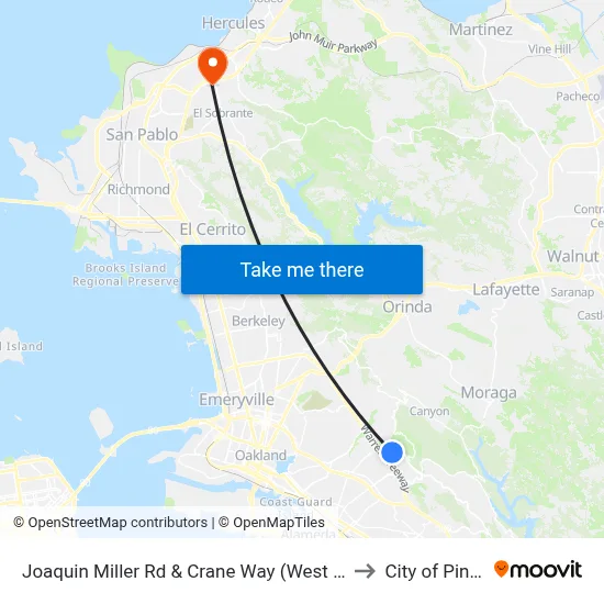 Joaquin Miller Rd & Crane Way (West Jctn) to City of Pinole map