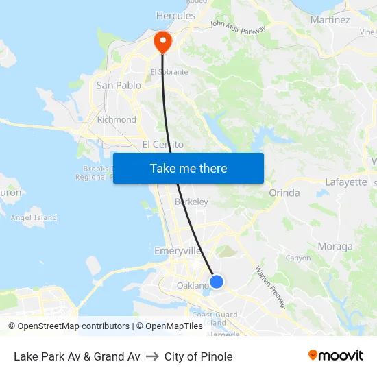 Lake Park Av & Grand Av to City of Pinole map