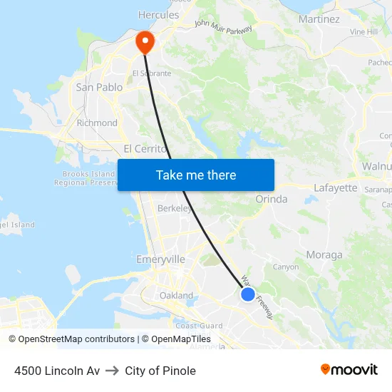 4500 Lincoln Av to City of Pinole map