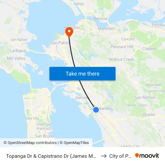 Topanga Dr & Capistrano Dr (James Madison Mid. S) to City of Pinole map