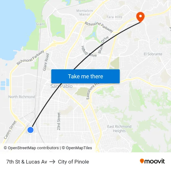 7th St & Lucas Av to City of Pinole map