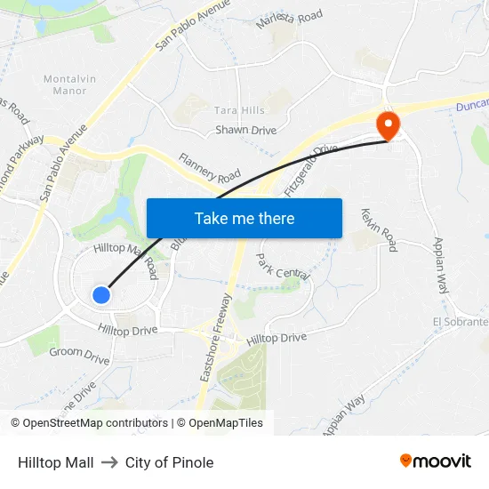 Hilltop Mall to City of Pinole map