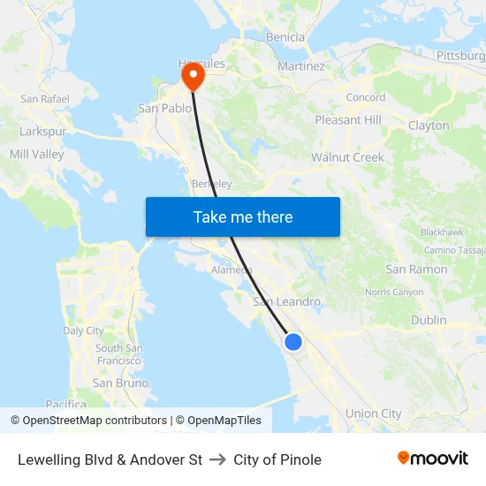 Lewelling Blvd & Andover St to City of Pinole map