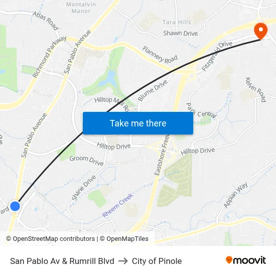 San Pablo Av & Rumrill Blvd to City of Pinole map