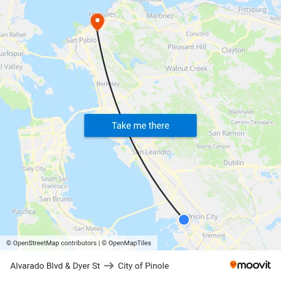 Alvarado Blvd & Dyer St to City of Pinole map