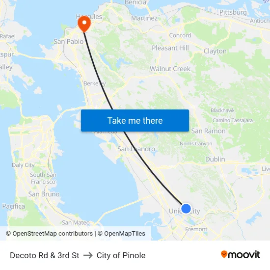 Decoto Rd & 3rd St to City of Pinole map