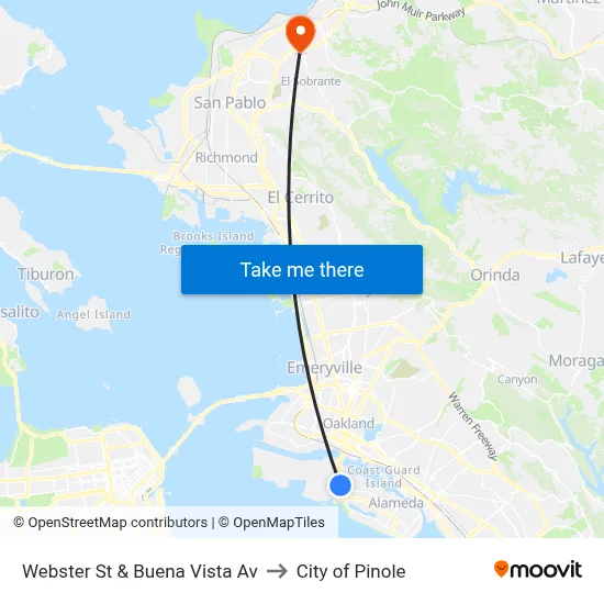Webster St & Buena Vista Av to City of Pinole map