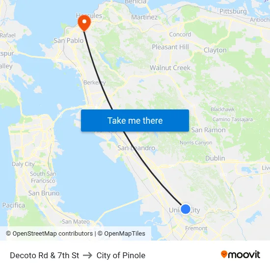 Decoto Rd & 7th St to City of Pinole map