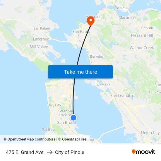 475 E. Grand Ave. to City of Pinole map