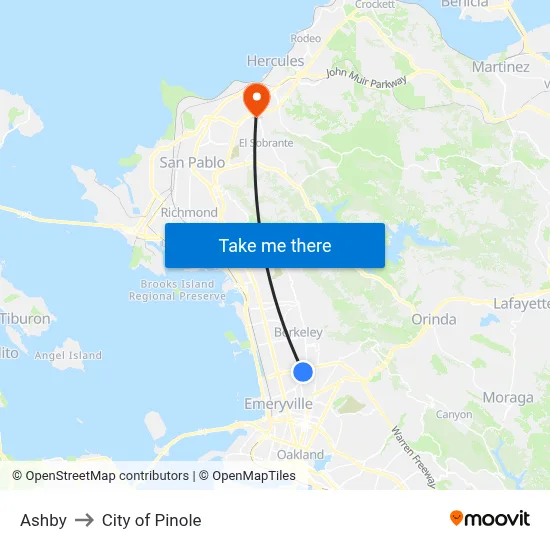 Ashby to City of Pinole map