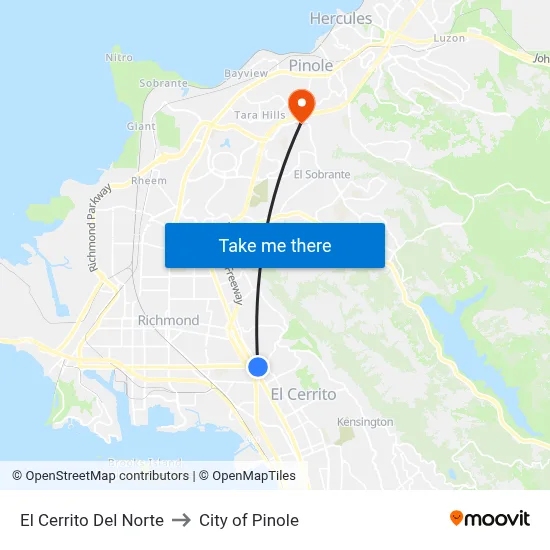 El Cerrito Del Norte to City of Pinole map