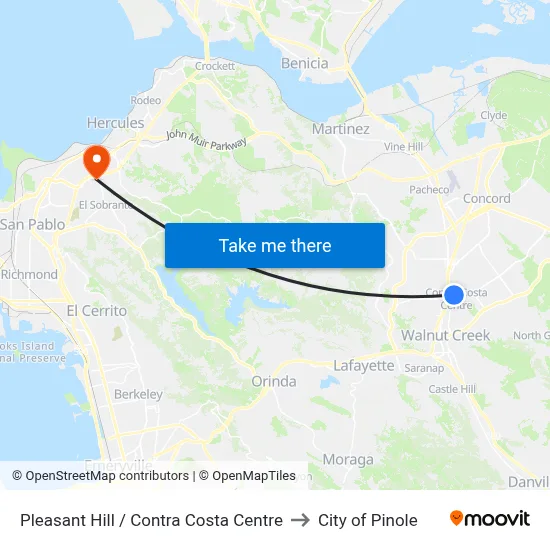 Pleasant Hill / Contra Costa Centre to City of Pinole map