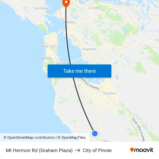 Mt Hermon Rd (Graham Plaza) to City of Pinole map