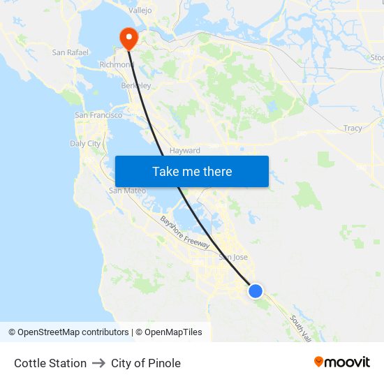 Cottle Station to City of Pinole map