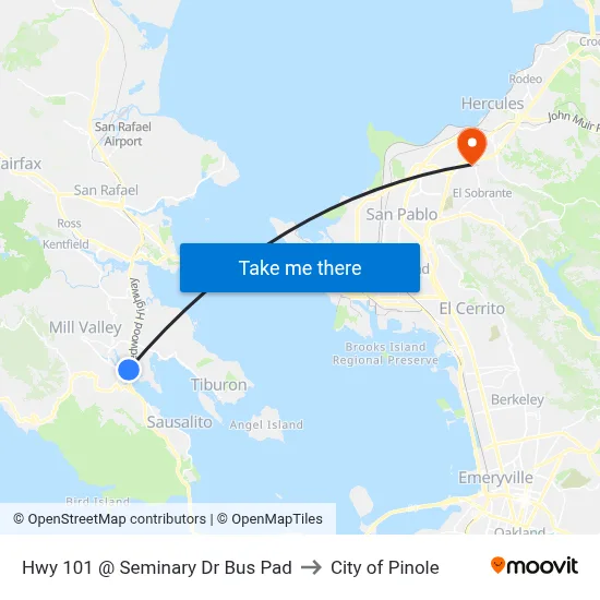 Hwy 101 @ Seminary Dr Bus Pad to City of Pinole map
