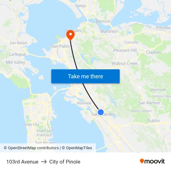 103rd Avenue to City of Pinole map