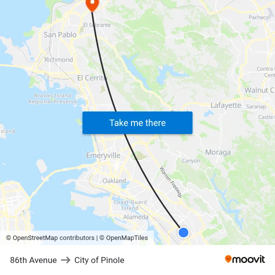 86th Avenue to City of Pinole map
