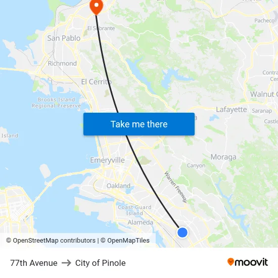 77th Avenue to City of Pinole map