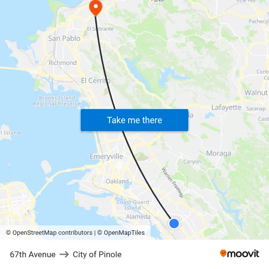 67th Avenue to City of Pinole map