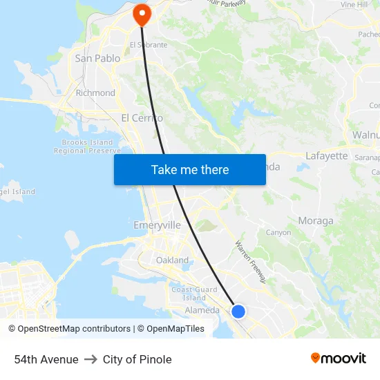 54th Avenue to City of Pinole map