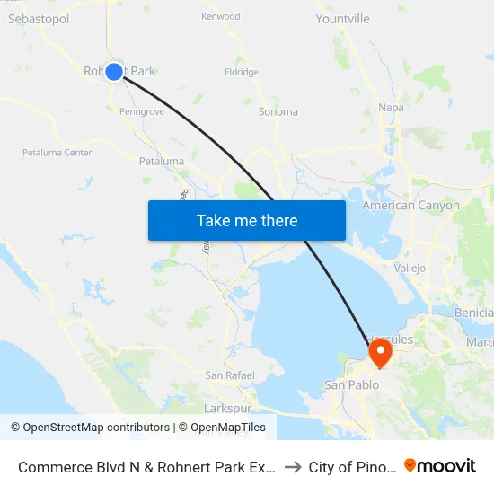 Commerce Blvd N & Rohnert Park Expy to City of Pinole map