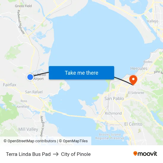 Terra Linda Bus Pad to City of Pinole map
