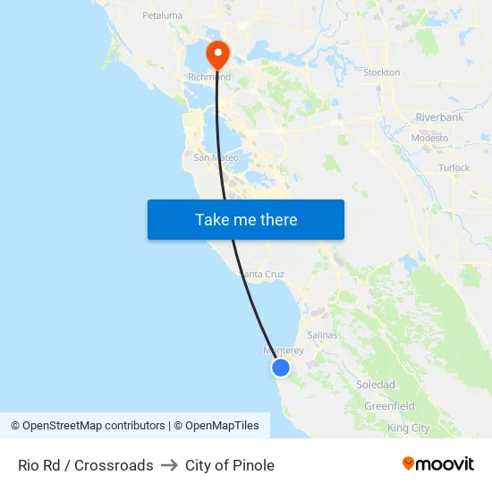 Rio Rd / the Crossroads Carmel (Opp) to City of Pinole map