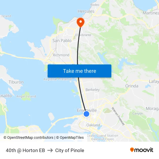 40th @ Horton EB to City of Pinole map