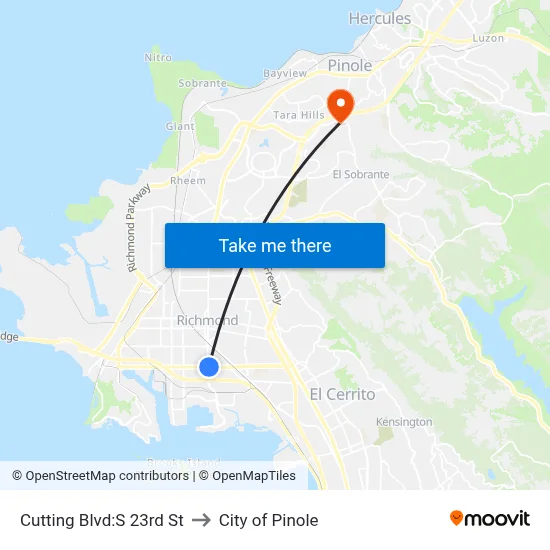 Cutting Blvd:S 23rd St to City of Pinole map