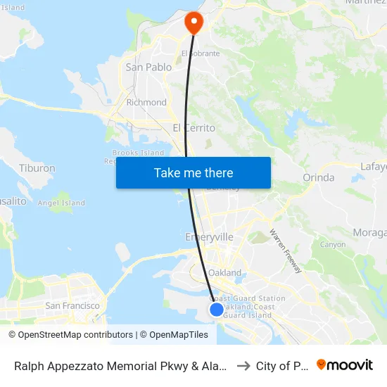 Ralph Appezzato Memorial Pkwy & Alameda College to City of Pinole map
