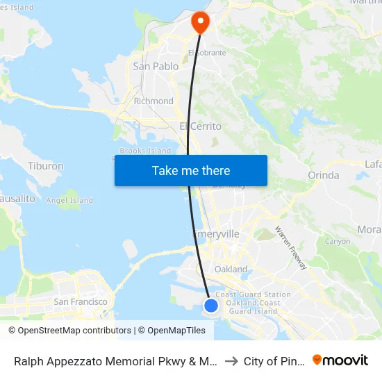 Ralph Appezzato Memorial Pkwy & Main St to City of Pinole map