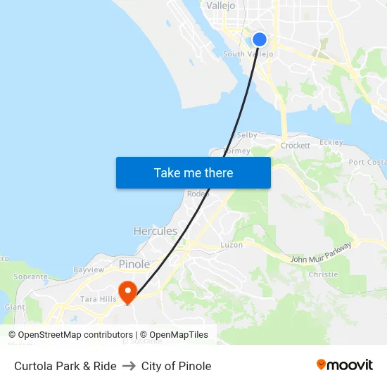 Curtola Park & Ride to City of Pinole map